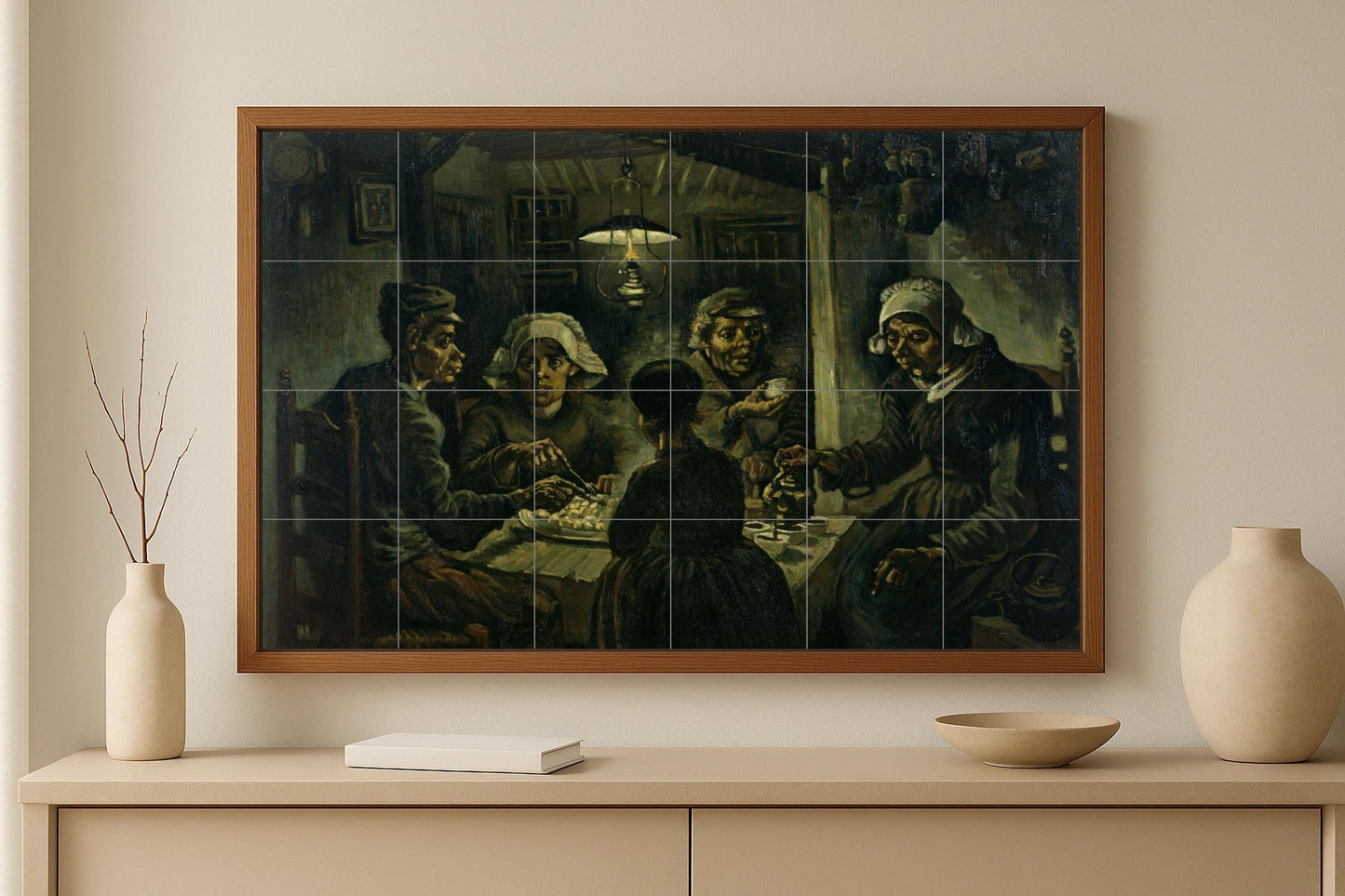 Mural de azulejos de cerámica "Los comedores de patatas"
