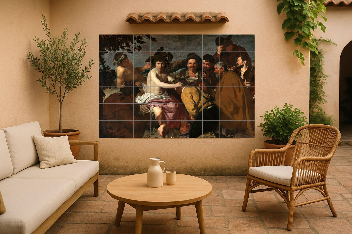 Cerámica le triunfo de Baco — Fresque à Motifs Décoratifs, Art Mural en Céramique