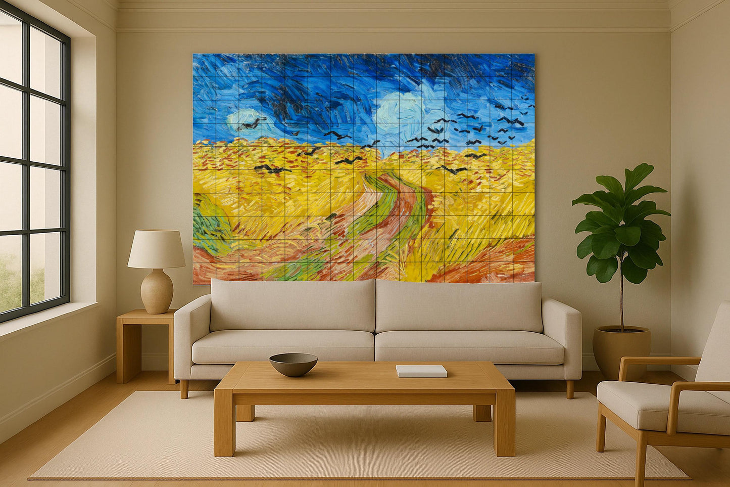 "Campagna di Grano con cuervos — Decoro d'Arte Popolare, Arte da Parete in Ceramica