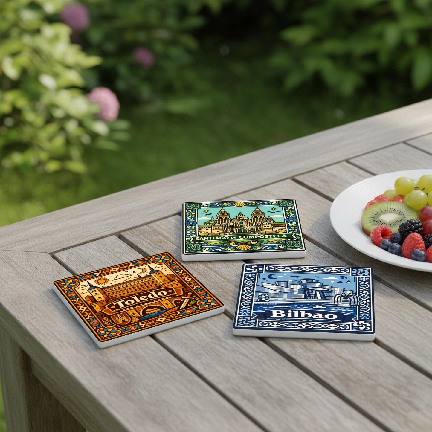 Ceramic Coasters Ciudades españolas — Geometric & Deco