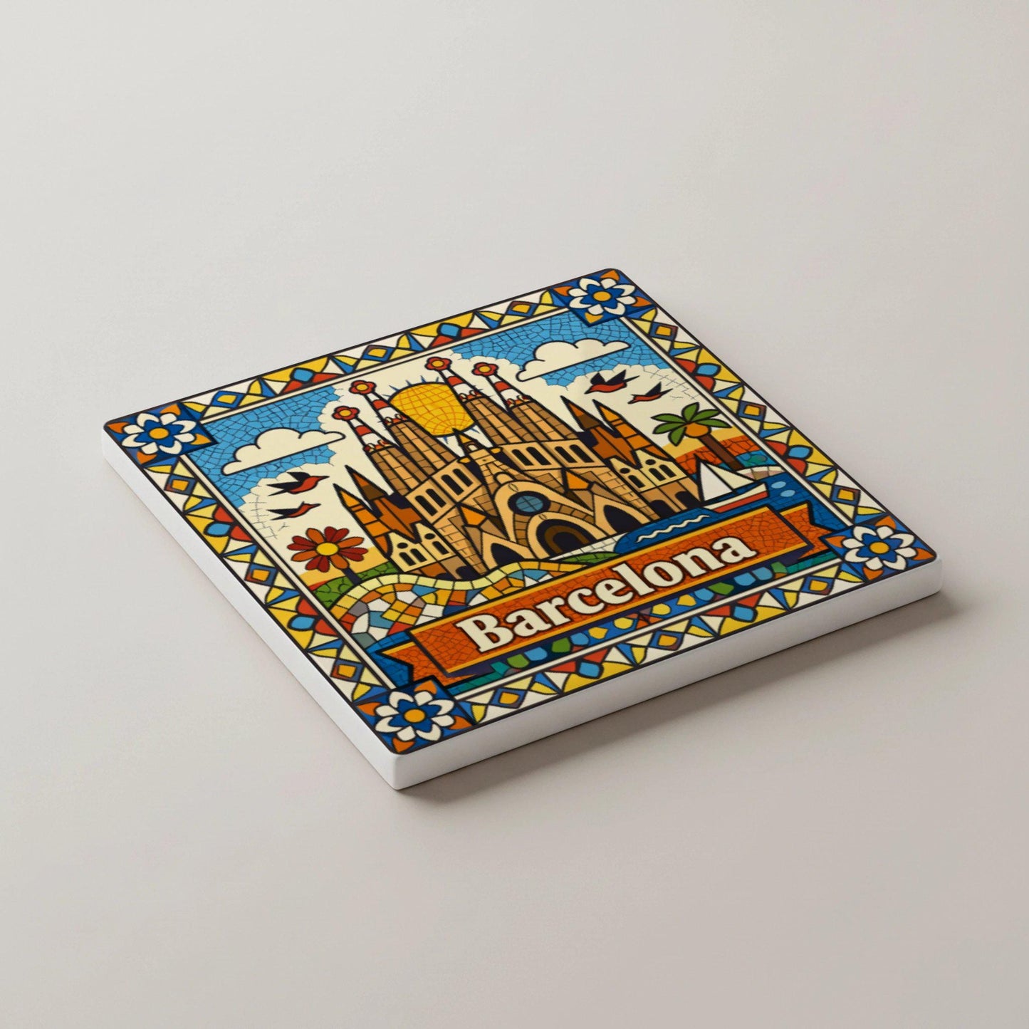 España — Ceramic Coaster Set · Mediterranean & Coastal