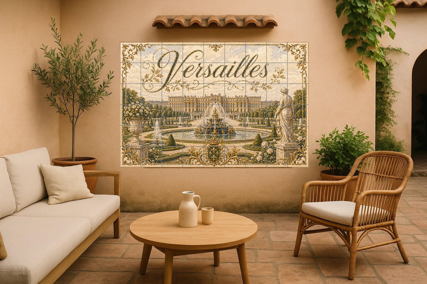Mural de azulejos de cerámica de Versalles, arte mural de palacio…