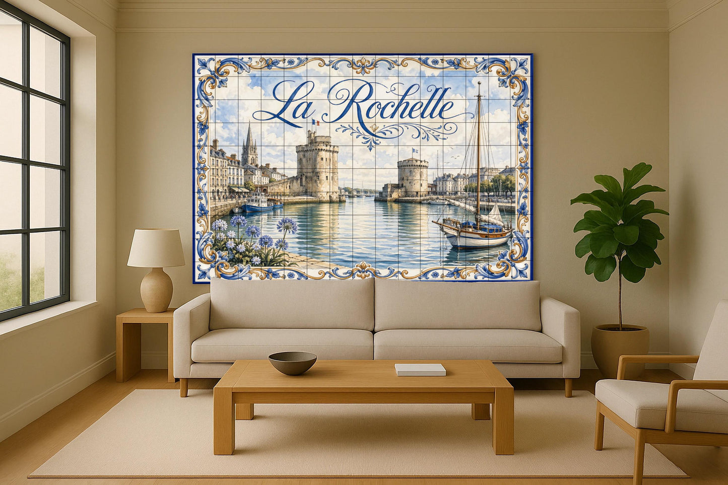 Rochelle, Kunst Wandbild Küsten Französisch — Küstenszene, Wandkunst aus Keramikfliesen