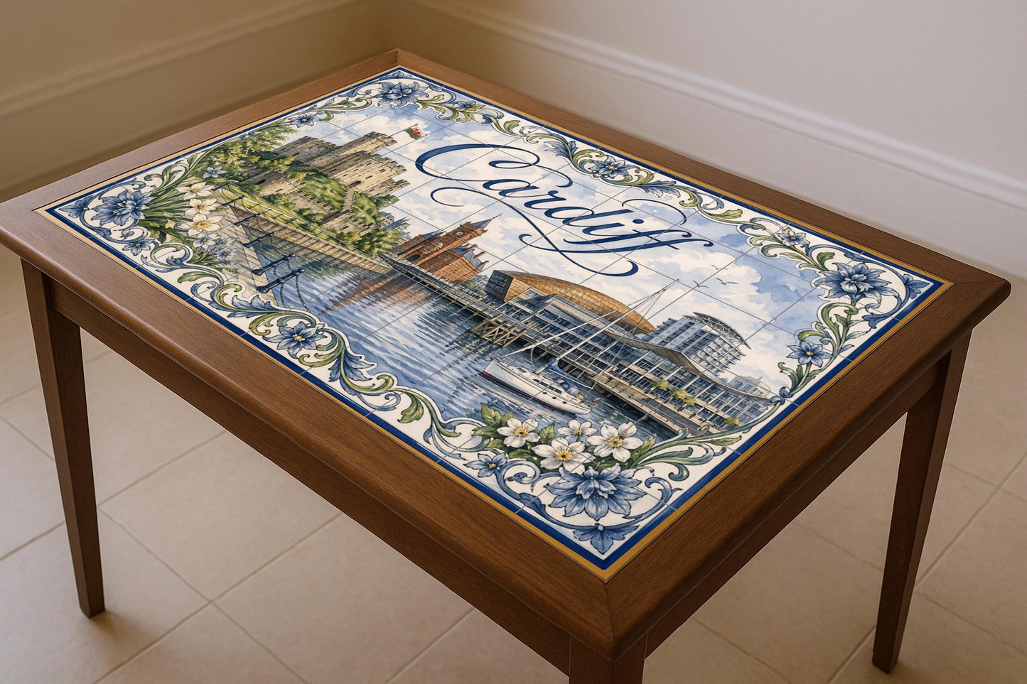 Fliesenbild Cardiff, Gales, Kunst Wandbild des Schloss von C — Wahrzeichen-Wandbild
