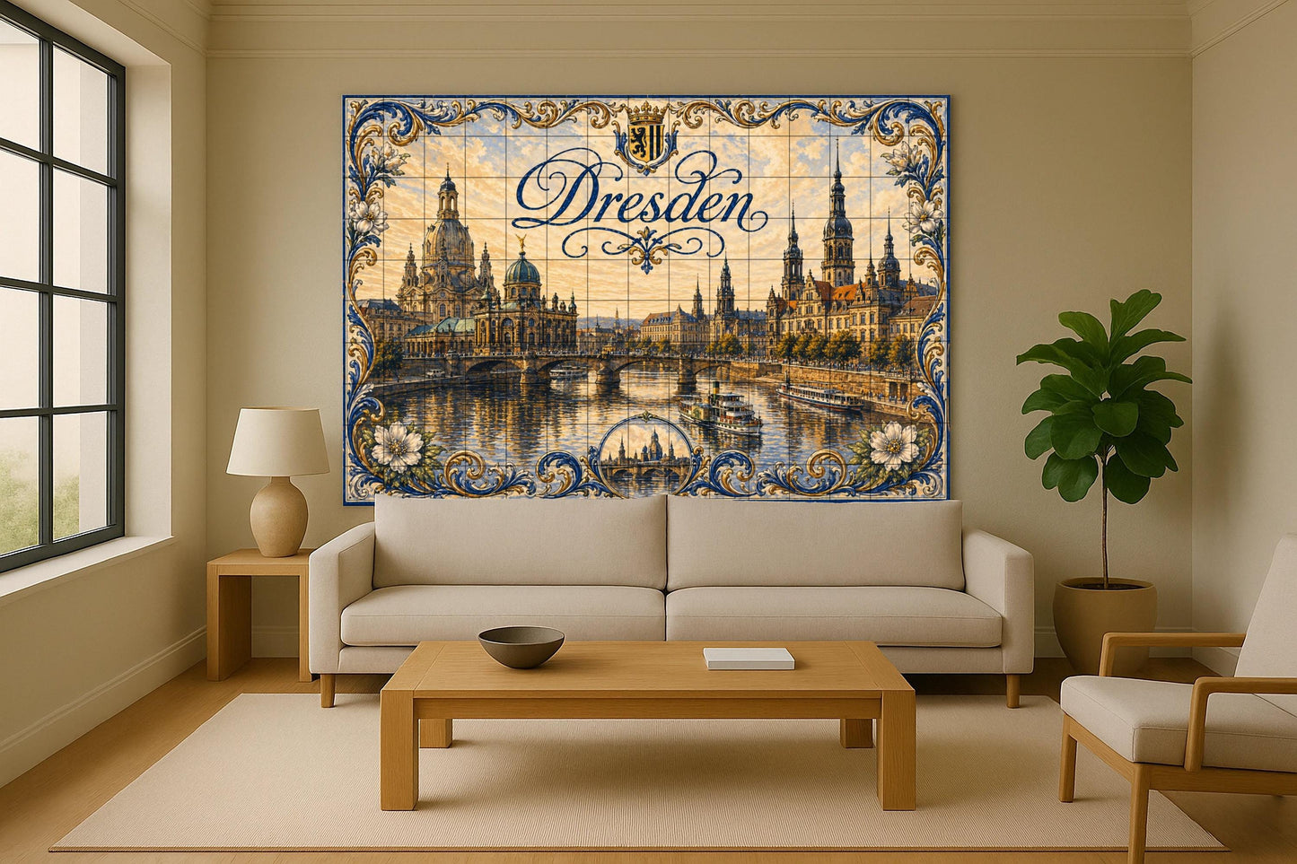 Mural de azulejos de cerámica de Dresde, Alemania, arte mural barroco…