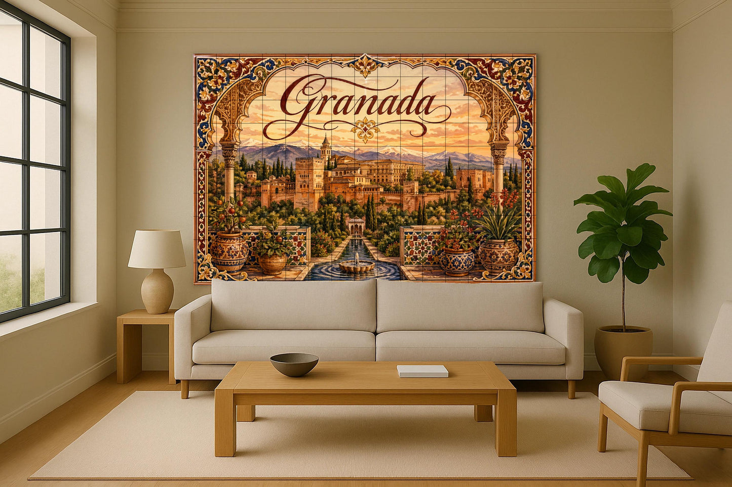 La Alhambra de Granada, decoración de pared — Murale in Piastrelle di Ceramica · Città e Monumenti