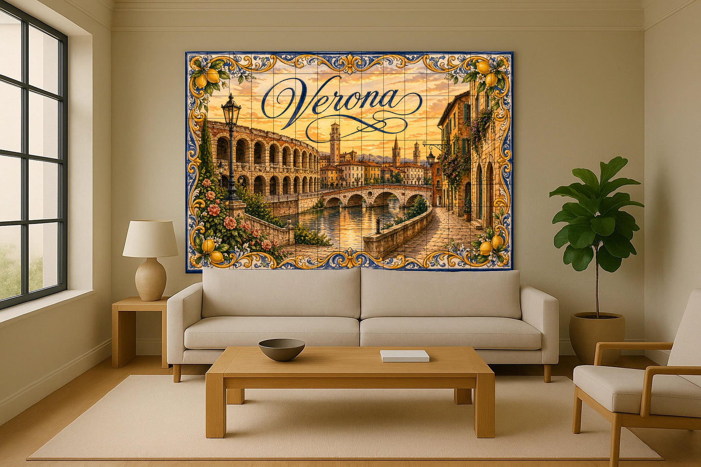 Mural de azulejos de cerámica de la Arena Romana de Verona…