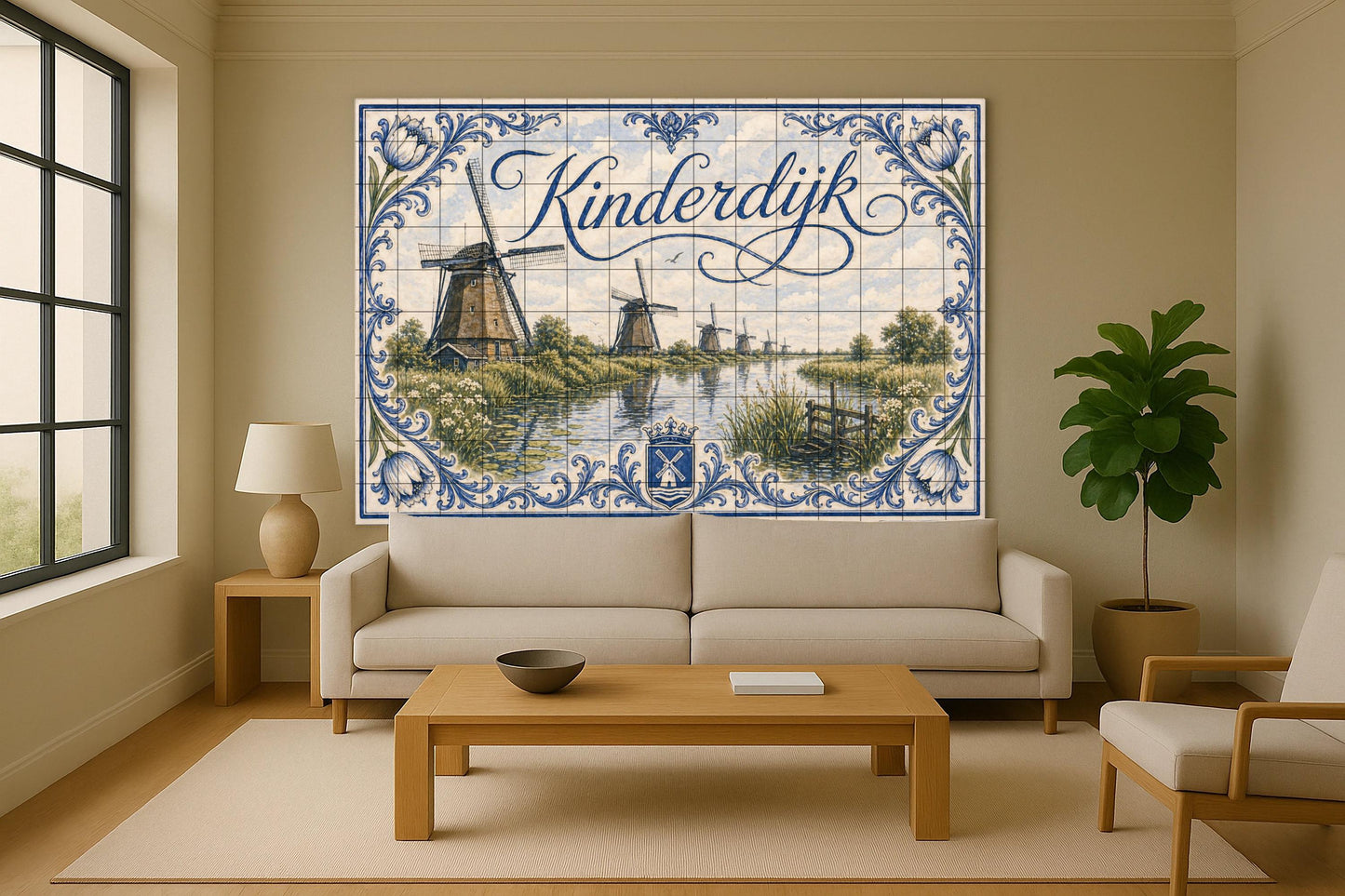Kinderdijk, Países Bajos, decoración de pare — Fresque Murale en Carreaux de Céramique · Villes et Monuments