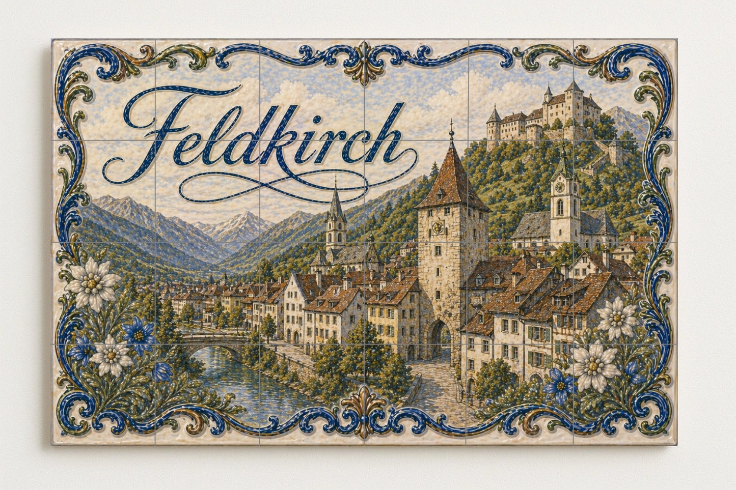 Mural de azulejos de cerámica de Feldkirch, Austria