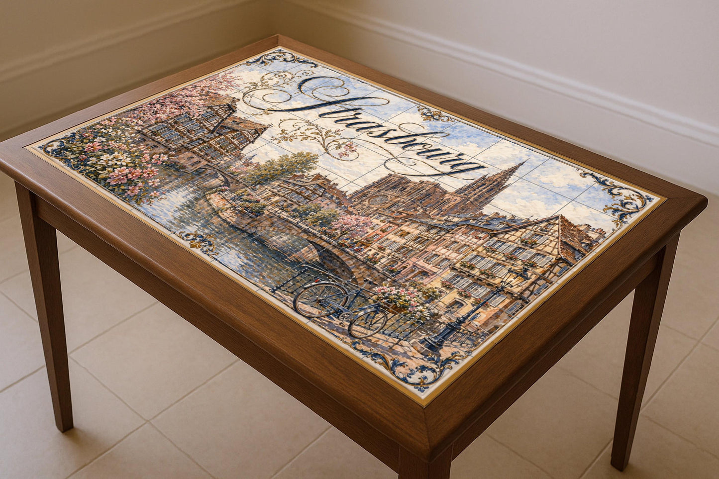 Estrasburgo, Kunst Wandbild von Alsacia, Frankreich — Reise-Wanddekor, Wandkunst aus Keramikfliesen