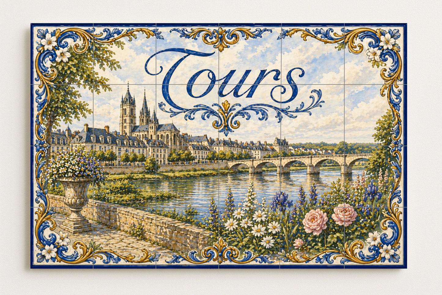 Fresque en Carrelage Tours, Art Mural du Vallée du Loira avec ar — Paysage Botanique