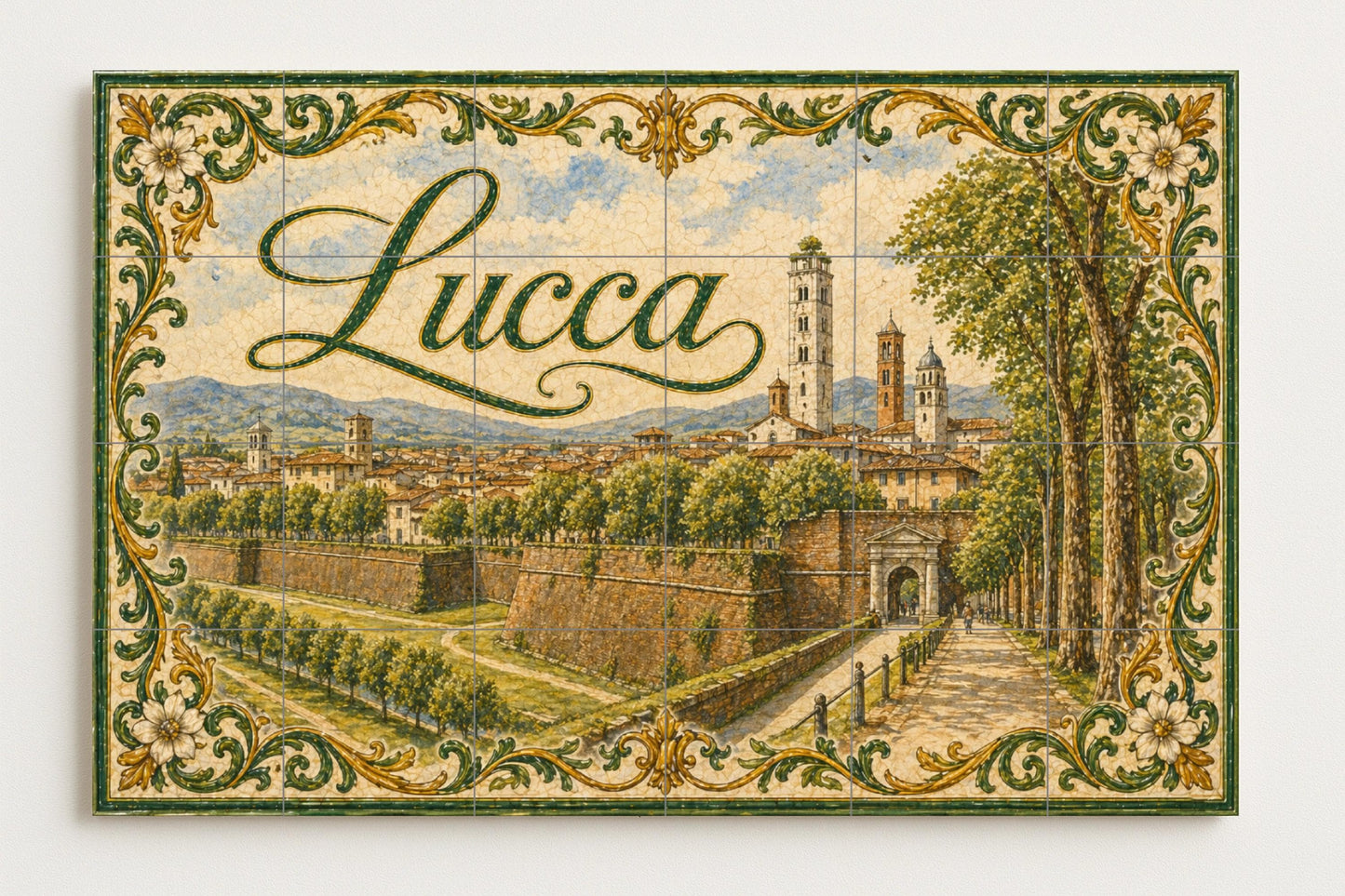 Lucca, Toscane, Art Mural de la Campagne ita — Art Rustique de Ferme, Art Mural en Céramique