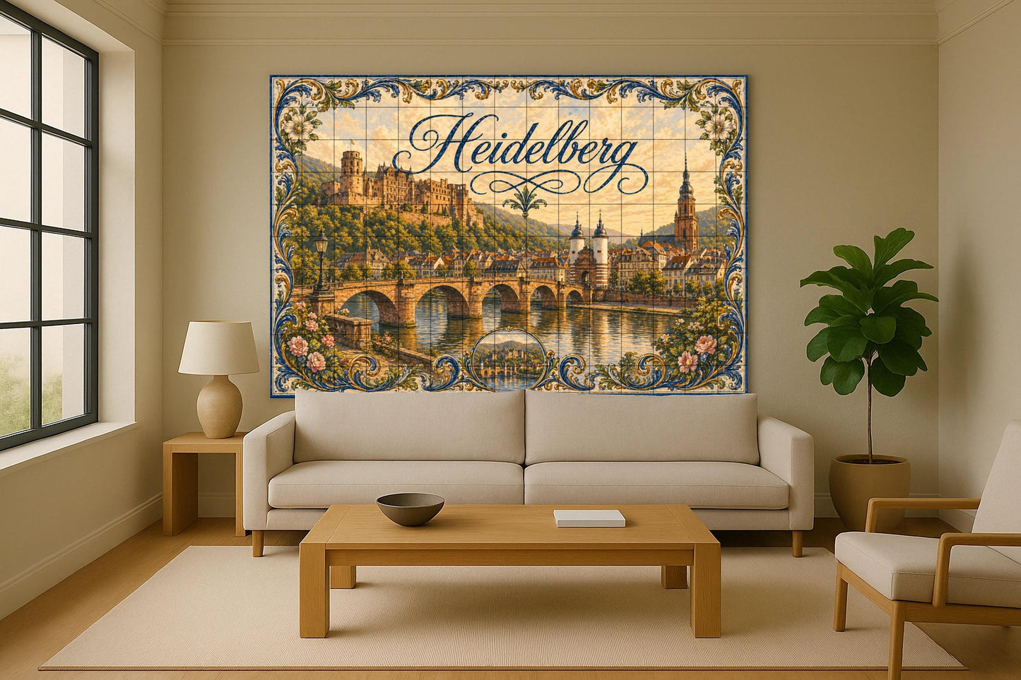 Heidelberg, Art Mural Romantique de Paysage — Fresque Murale en Carreaux de Céramique · Art Mural Nature