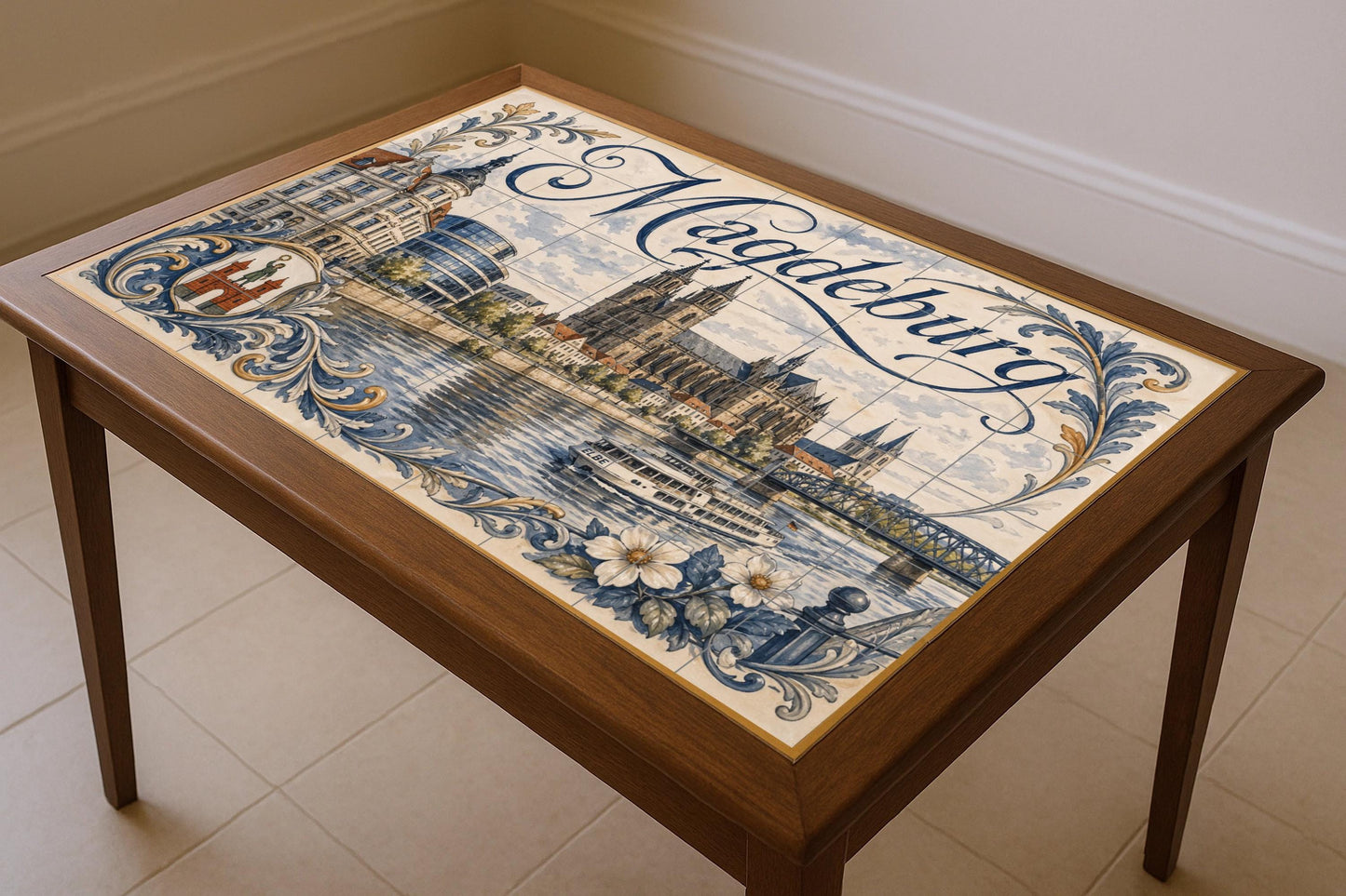 Mural de azulejos de cerámica de Magdeburgo, arte mural de paisaje…