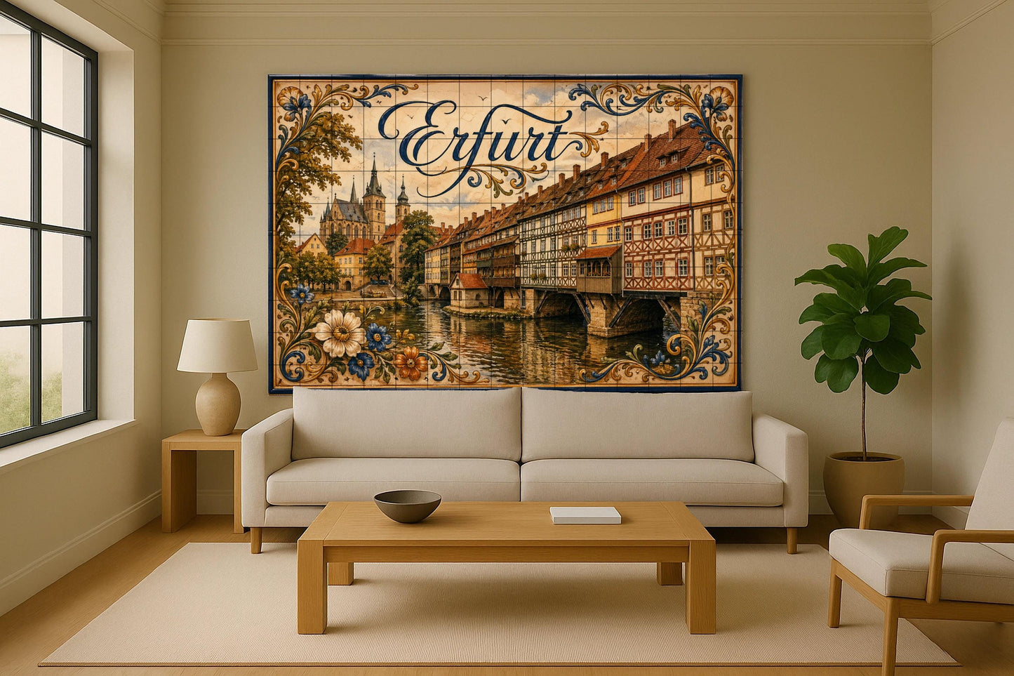 Erfurt, Deutschland, Kunst Wandbild Mittelalterlich zu oril — Städte & Monumente, Wandkunst aus Keramikfliesen