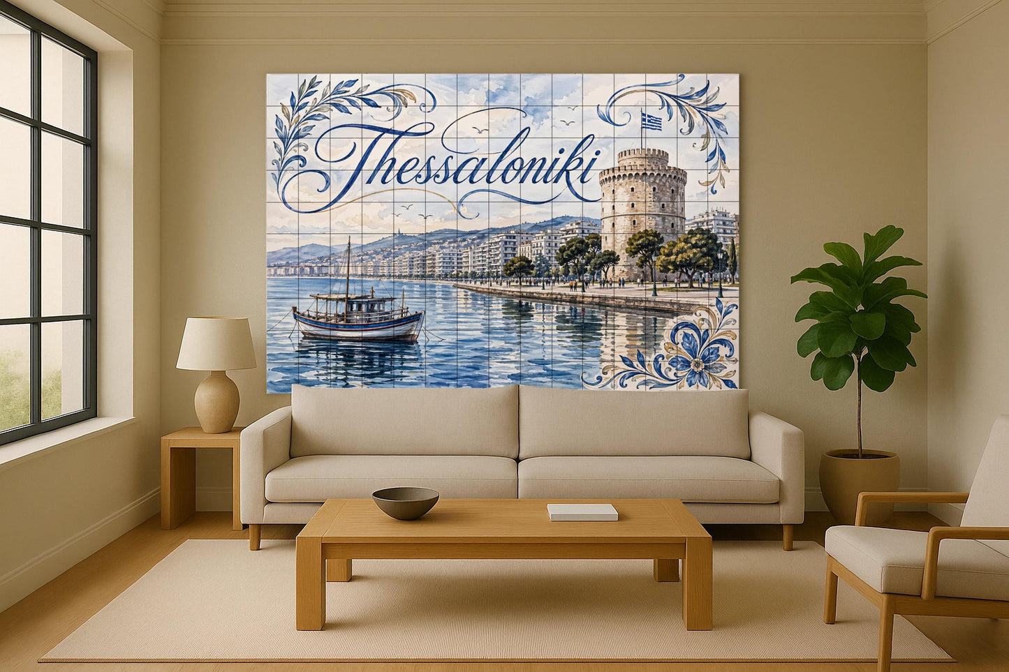 Tesalónica, decoración costera de la Torre B — Sea & Coastal Art · Ceramic Tile Mural