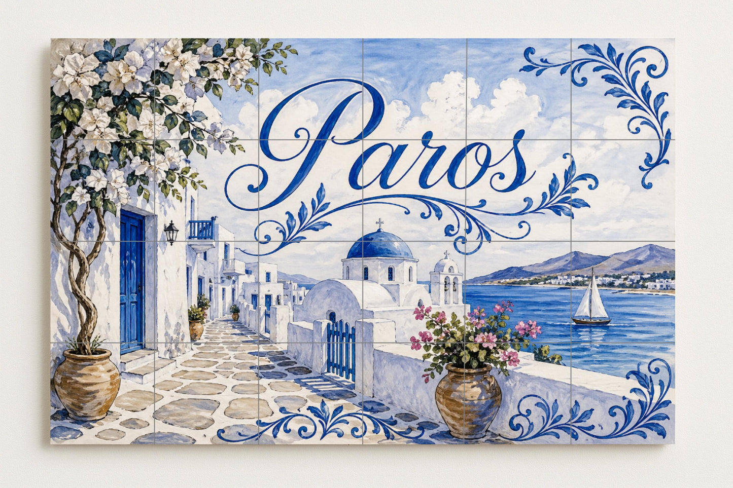 Paros, arte mural junto al mar en una isla g — Décor Mural Nautique, Art Mural en Céramique