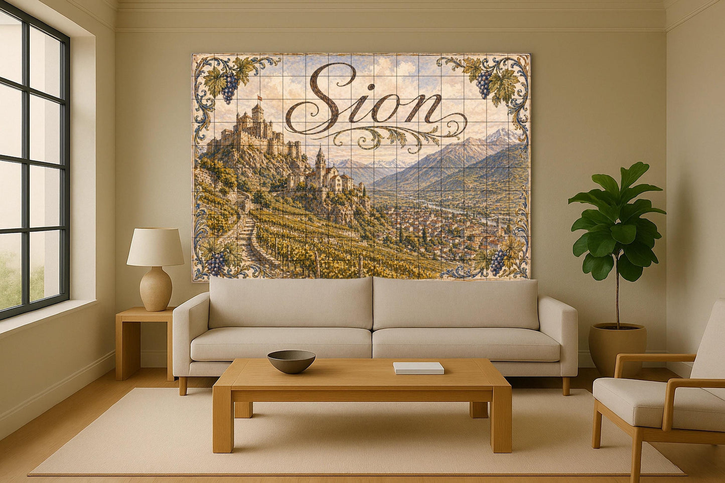 Sion, Suiza, decoración de pared con motivos — Décor Mural Voyage, Art Mural en Céramique