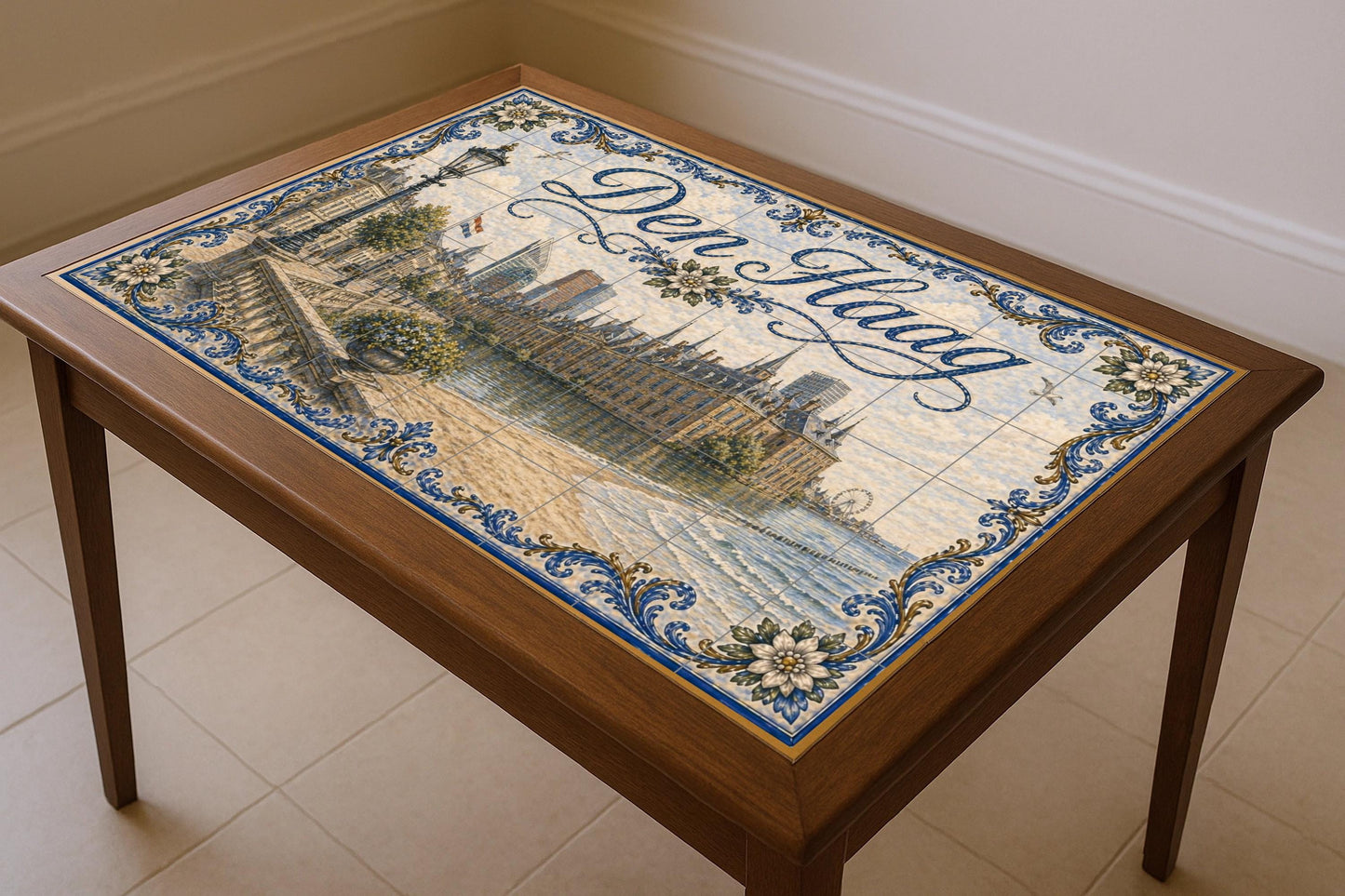Mural de azulejos de cerámica de La Haya, Países Bajos, arte mural de…