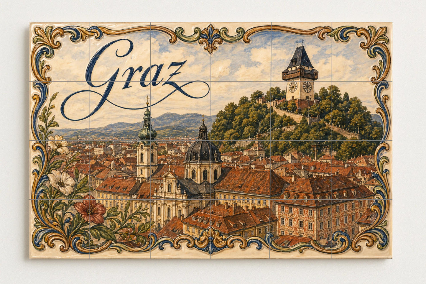 Tour du reloj de Schlossberg en Graz · Fresque Céramique — Fresque de Monument