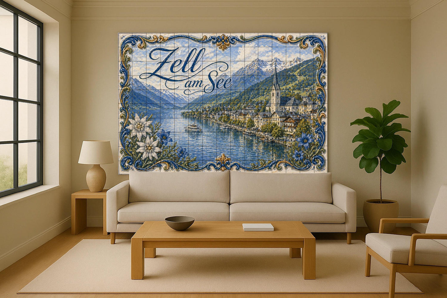 Zell am See, Austria · Murale Ceramico — Paesaggio Urbano in Piastrelle