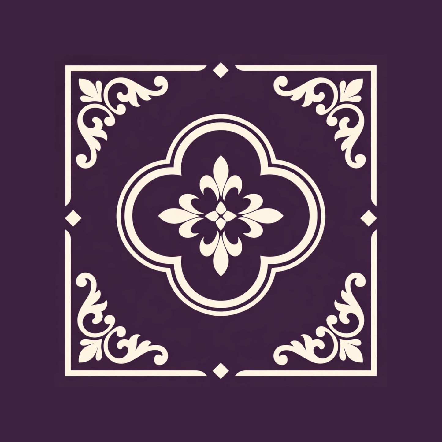 Encargo privado — 7 baldosas cerámicas 20×20 cm · Diseño ornamental berenjena