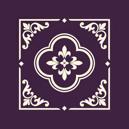 Encargo privado — 7 baldosas cerámicas 20×20 cm · Diseño ornamental berenjena