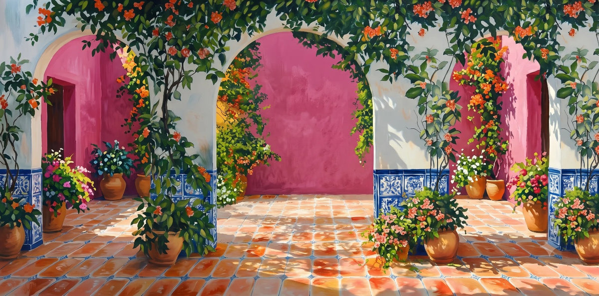 Reserved Custom Ceramic Tile Mural – Andalusian Patio – 12 × 6 ft – 288 Tiles