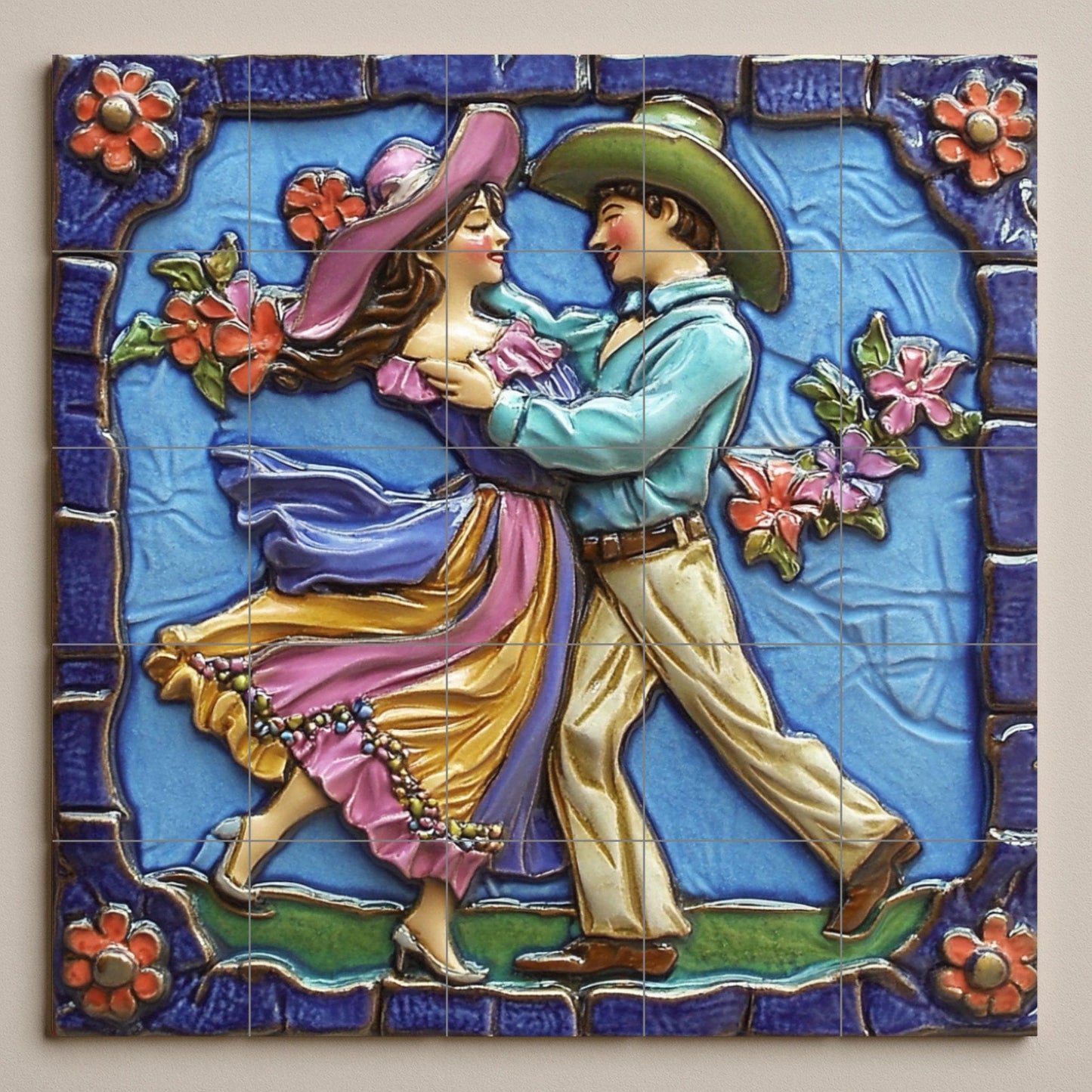 Murale in Piastrelle Danza folclórica Messicana — Paesaggio Botanico