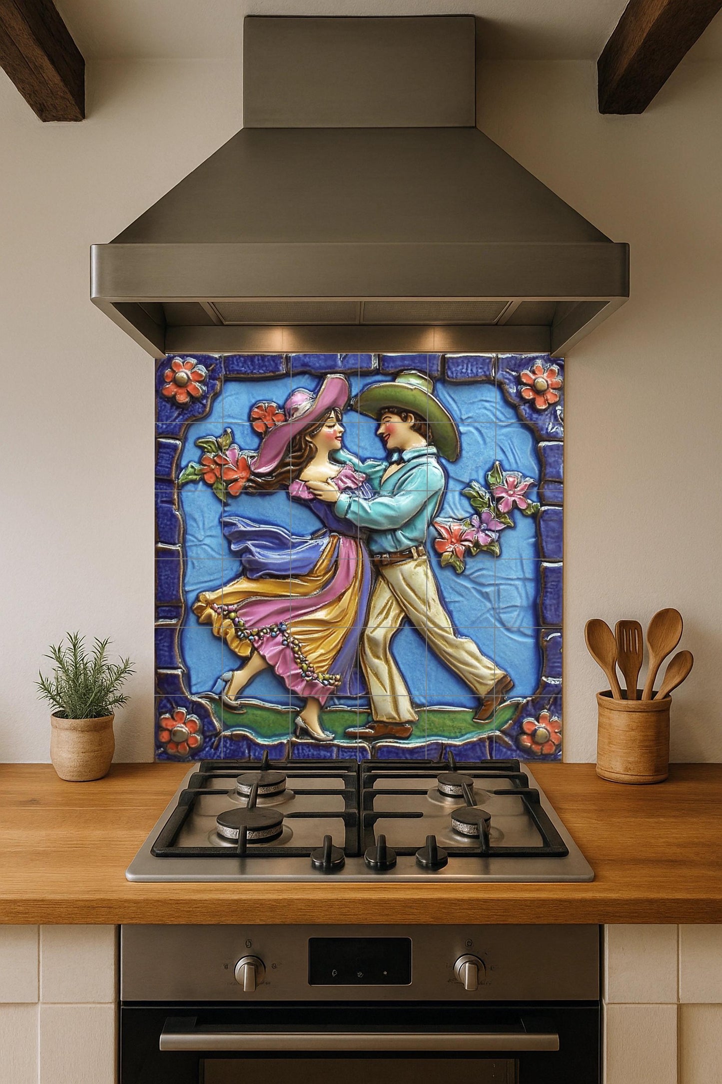 Murale in Piastrelle Danza folclórica Messicana — Paesaggio Botanico