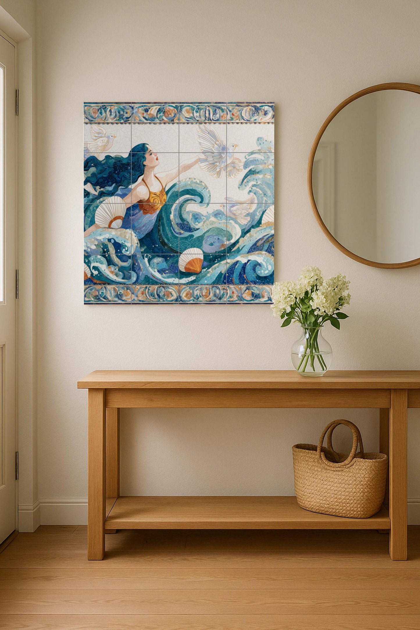 Dea del Oceano — Murale in Piastrelle di Ceramica · Arte Mitologica da Parete