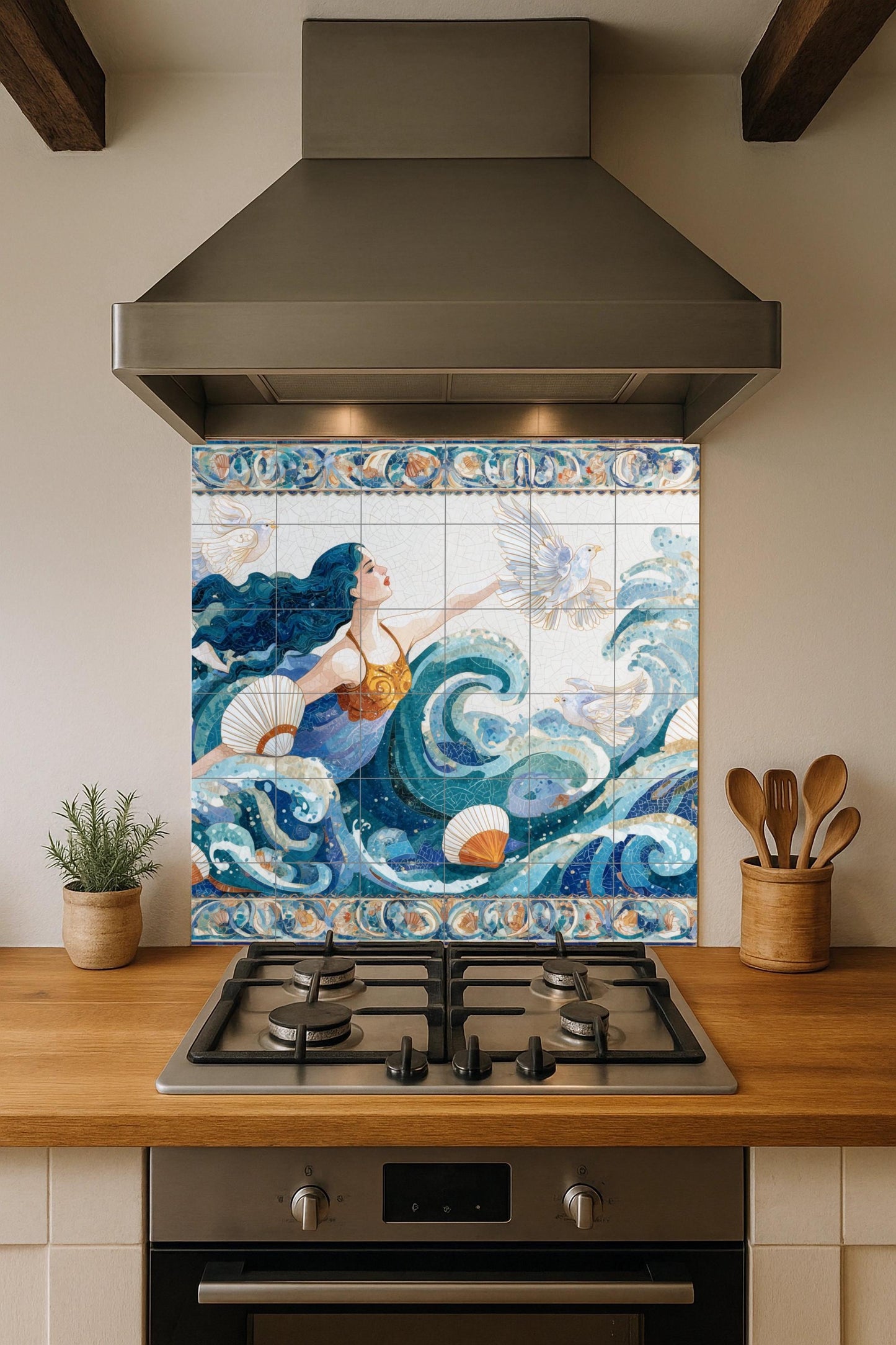 Dea del Oceano — Murale in Piastrelle di Ceramica · Arte Mitologica da Parete