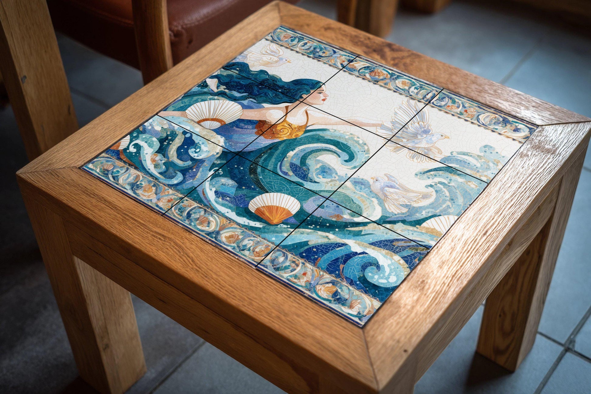 Dea del Oceano — Murale in Piastrelle di Ceramica · Arte Mitologica da Parete