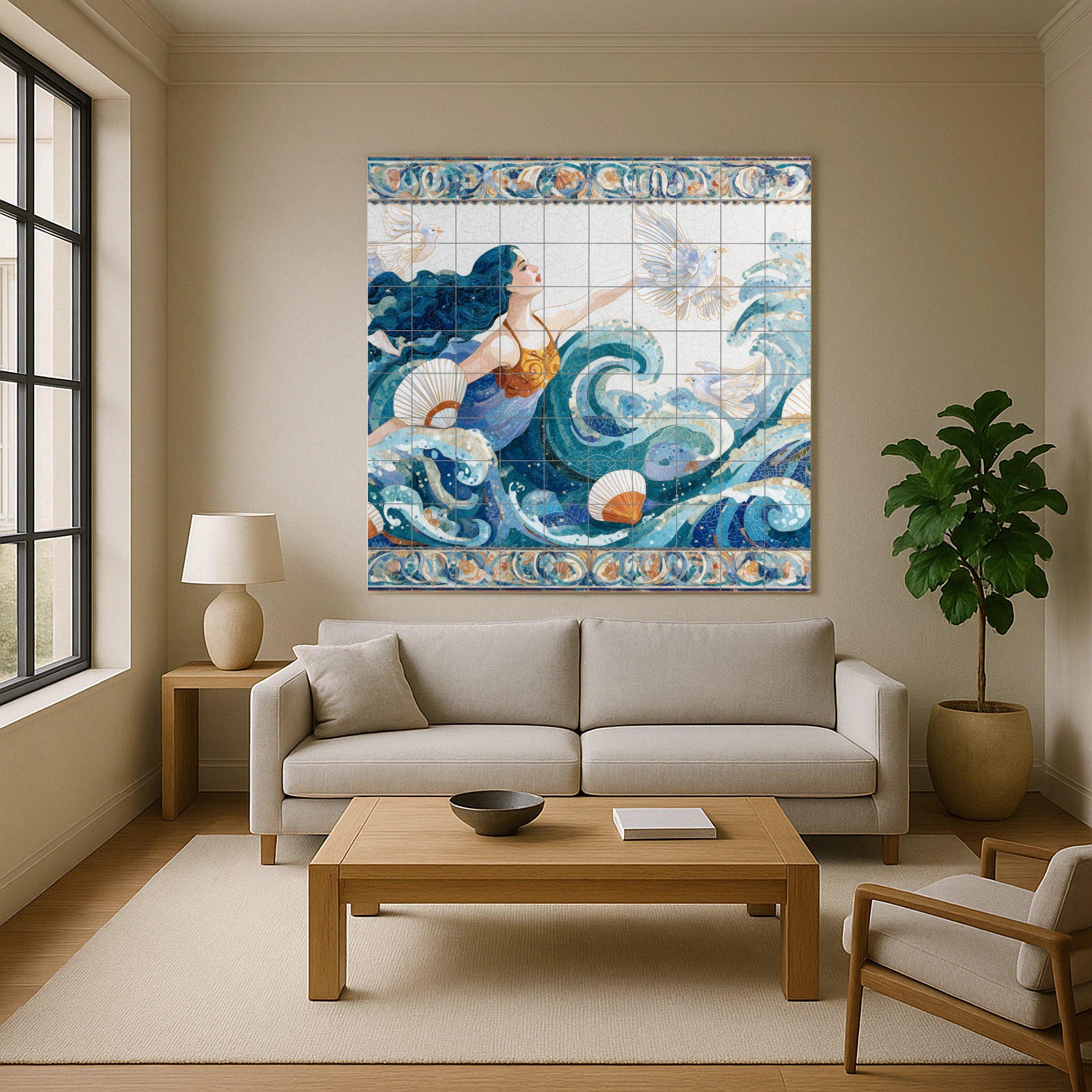 Dea del Oceano — Murale in Piastrelle di Ceramica · Arte Mitologica da Parete