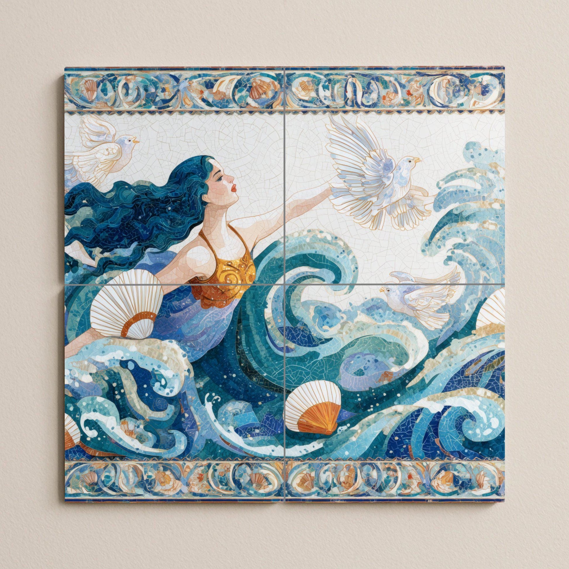 Dea del Oceano — Murale in Piastrelle di Ceramica · Arte Mitologica da Parete