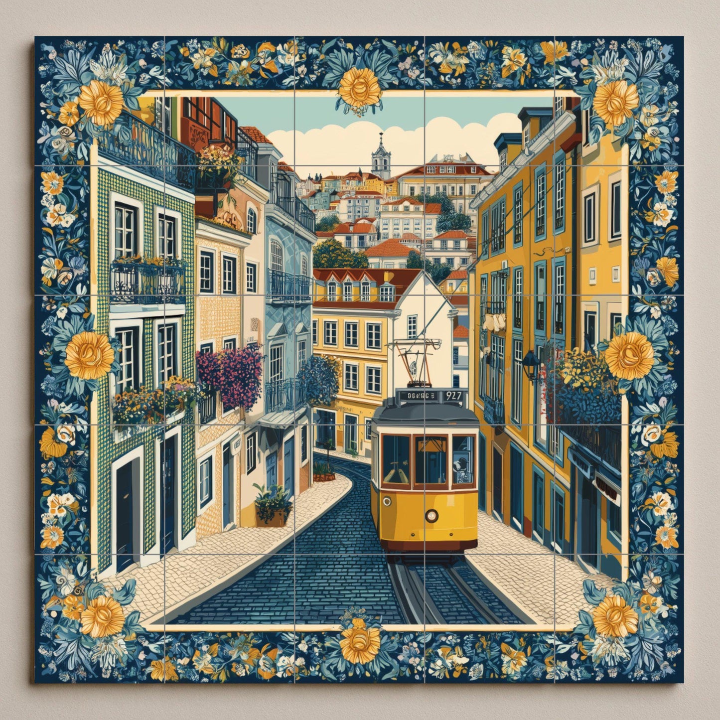 Tranvía von Lissabon — Fliesen-Wandbild aus Keramik · Stadtansicht in Fliesen