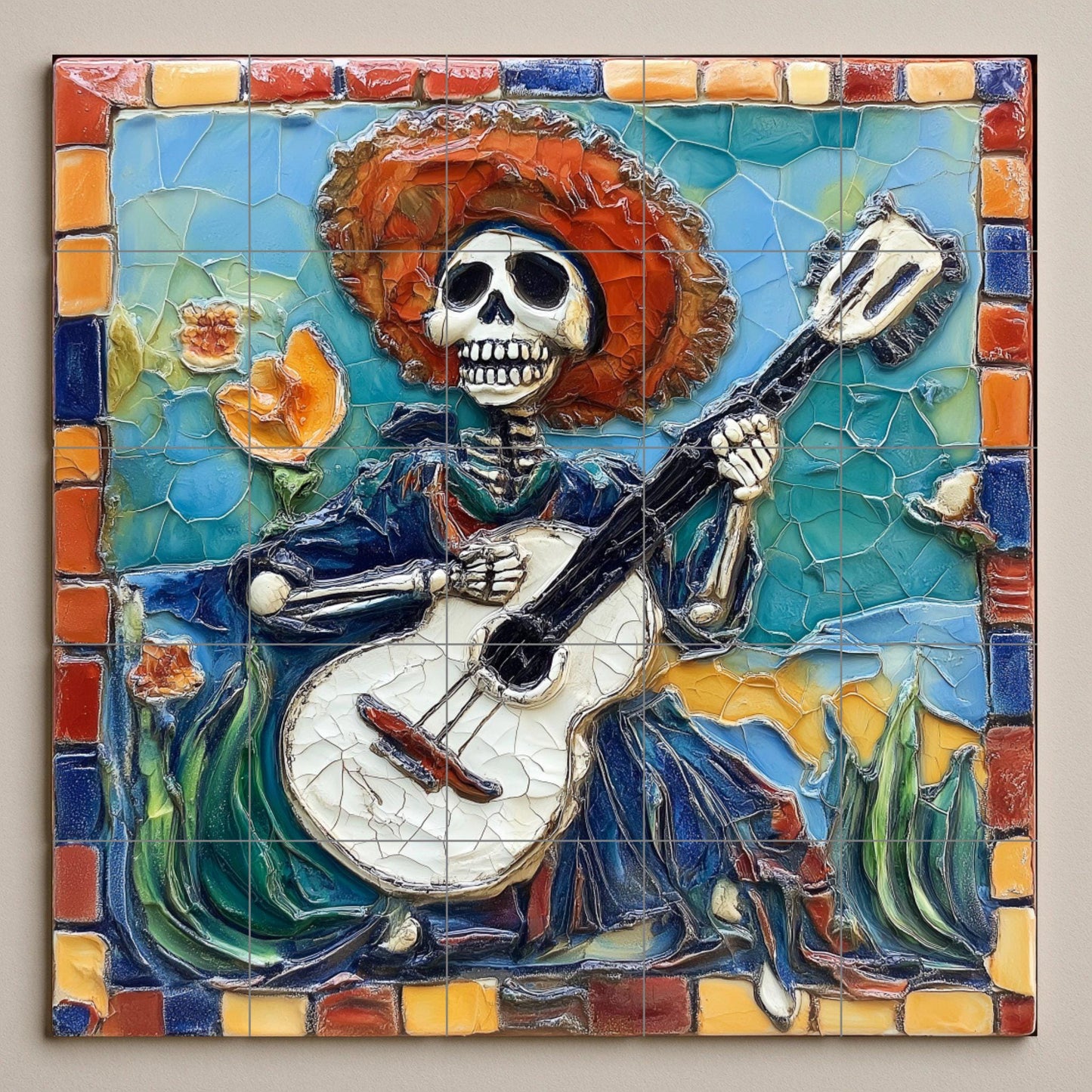 Día de les Muertos — Paysage Botanique, Art Mural en Céramique