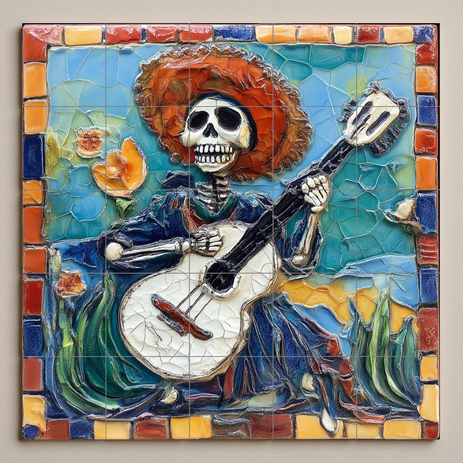 Día de les Muertos — Paysage Botanique, Art Mural en Céramique