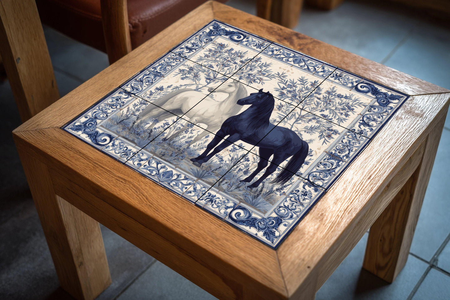 Equestrian · Ceramic Wall Mural — Flowers & Landscape Art