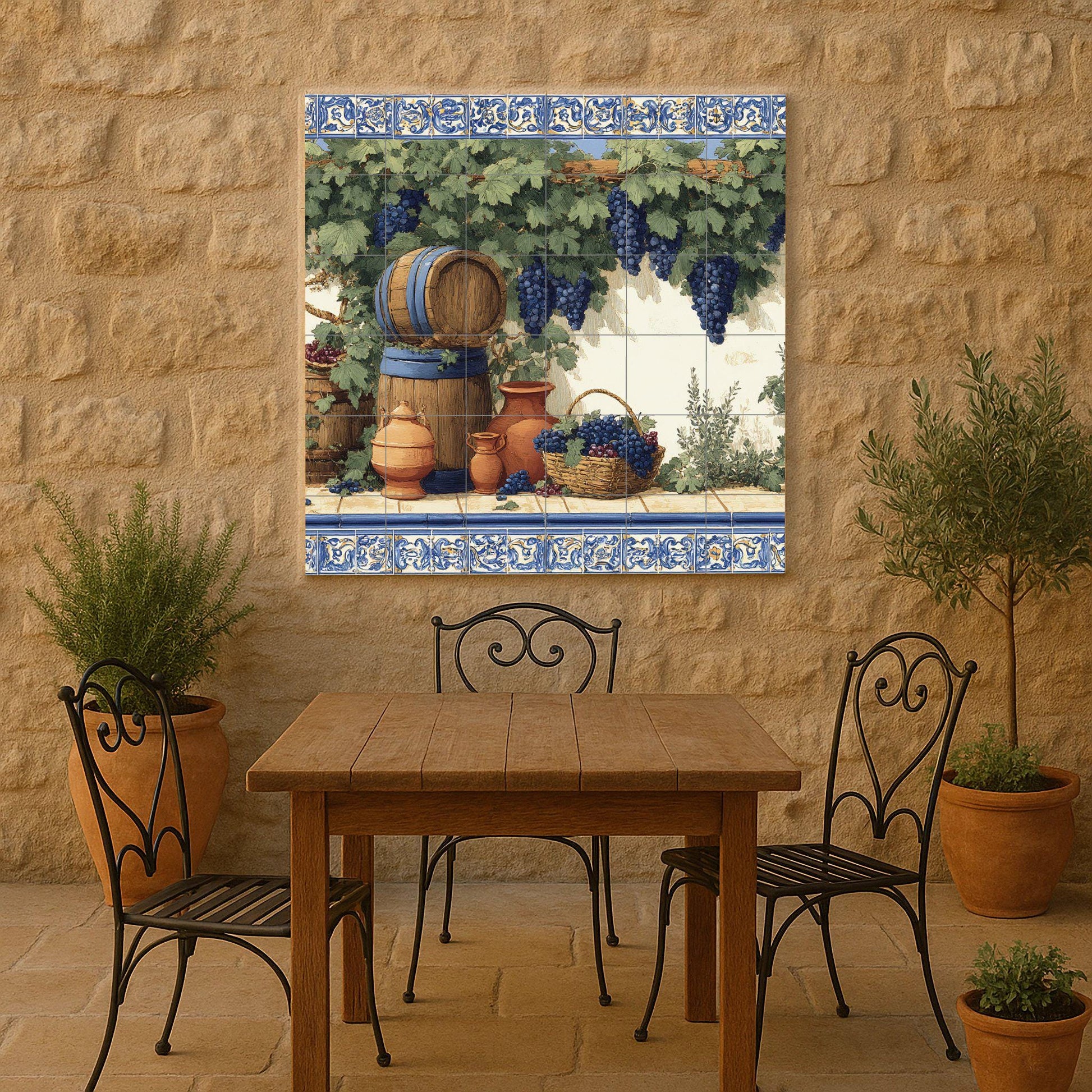 Vineyard — Rustic Farmhouse Art · Tile Wall Art