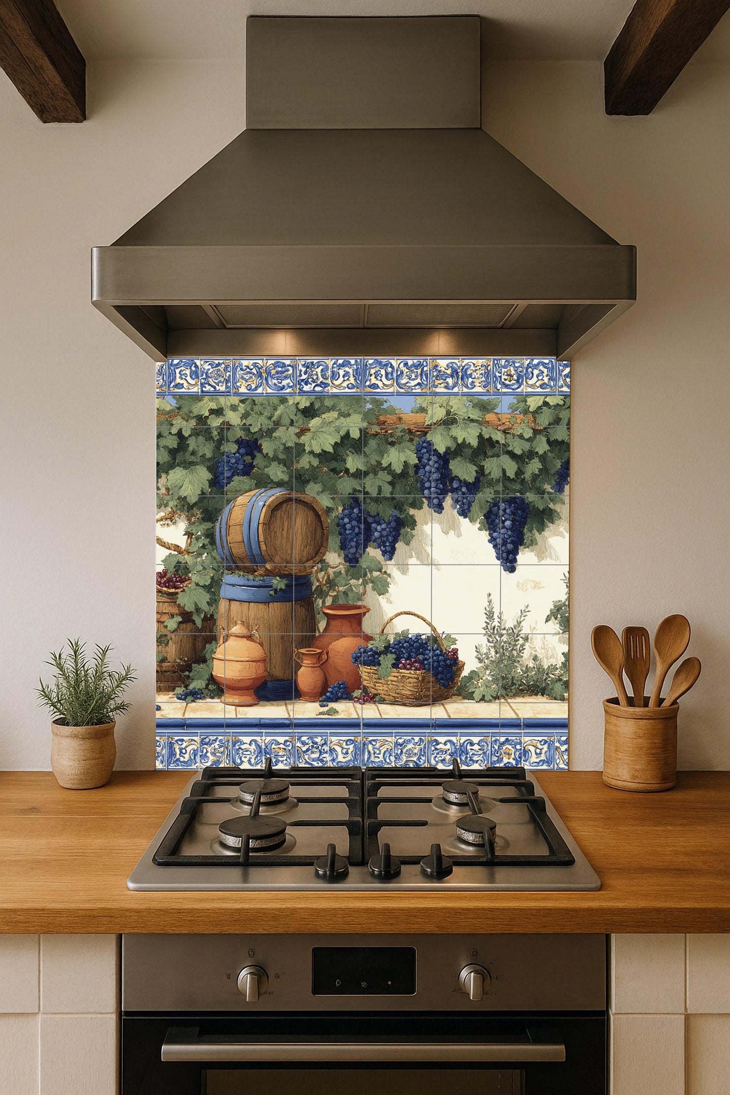 Vineyard — Rustic Farmhouse Art · Tile Wall Art