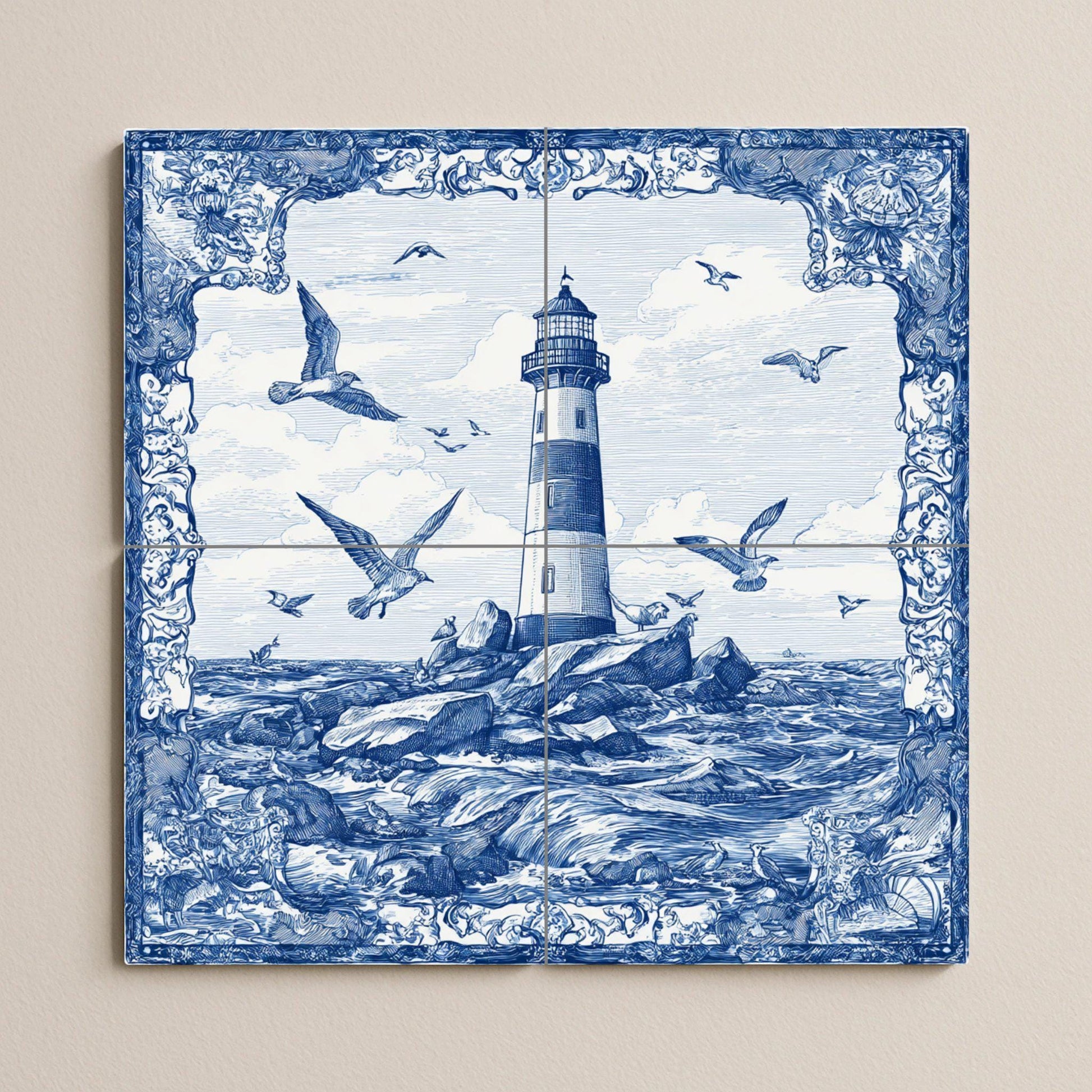Phare — Décor Mural Nautique, Art Mural en Céramique