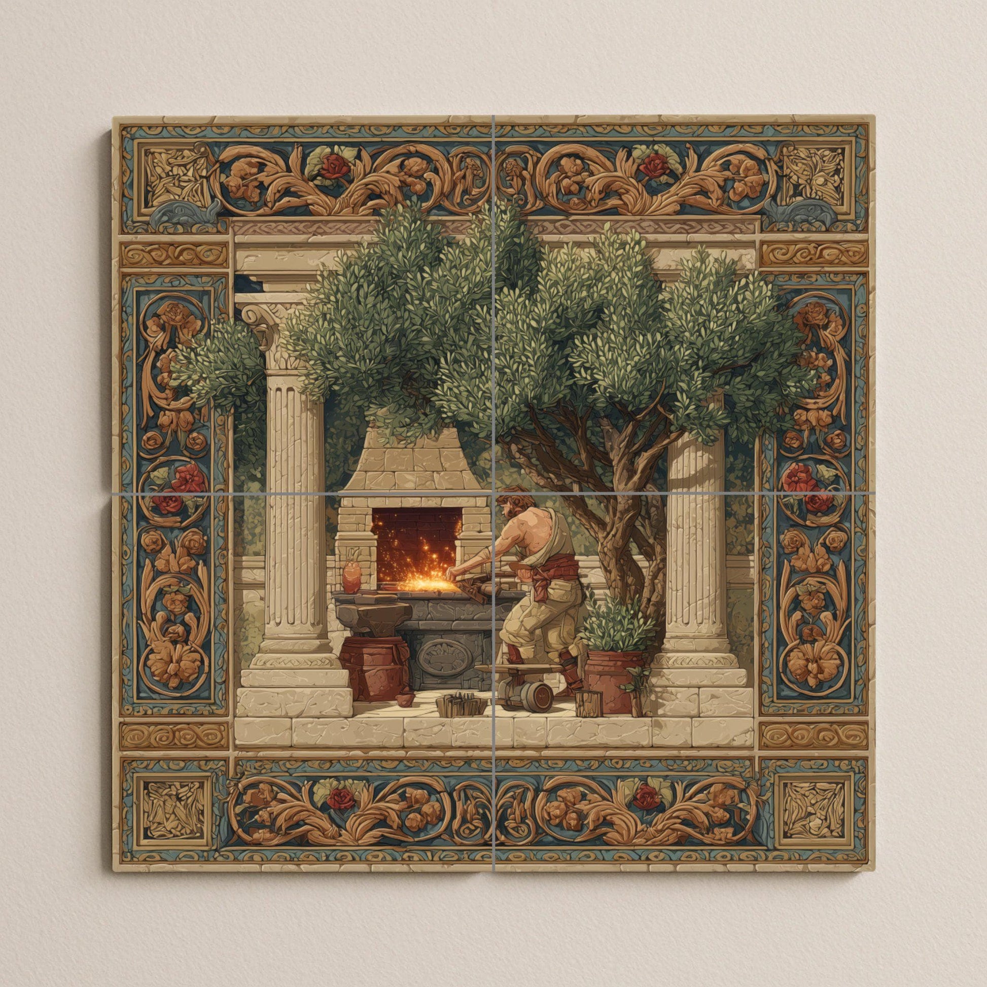 Ceramic Tile Mural: Hefesto — Mythological Scene