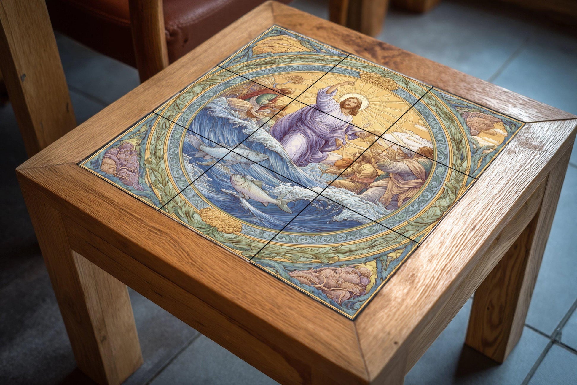 "der milagro des Fisch — Fliesen-Wandbild aus Keramik · Sakrale & Religiöse Kunst