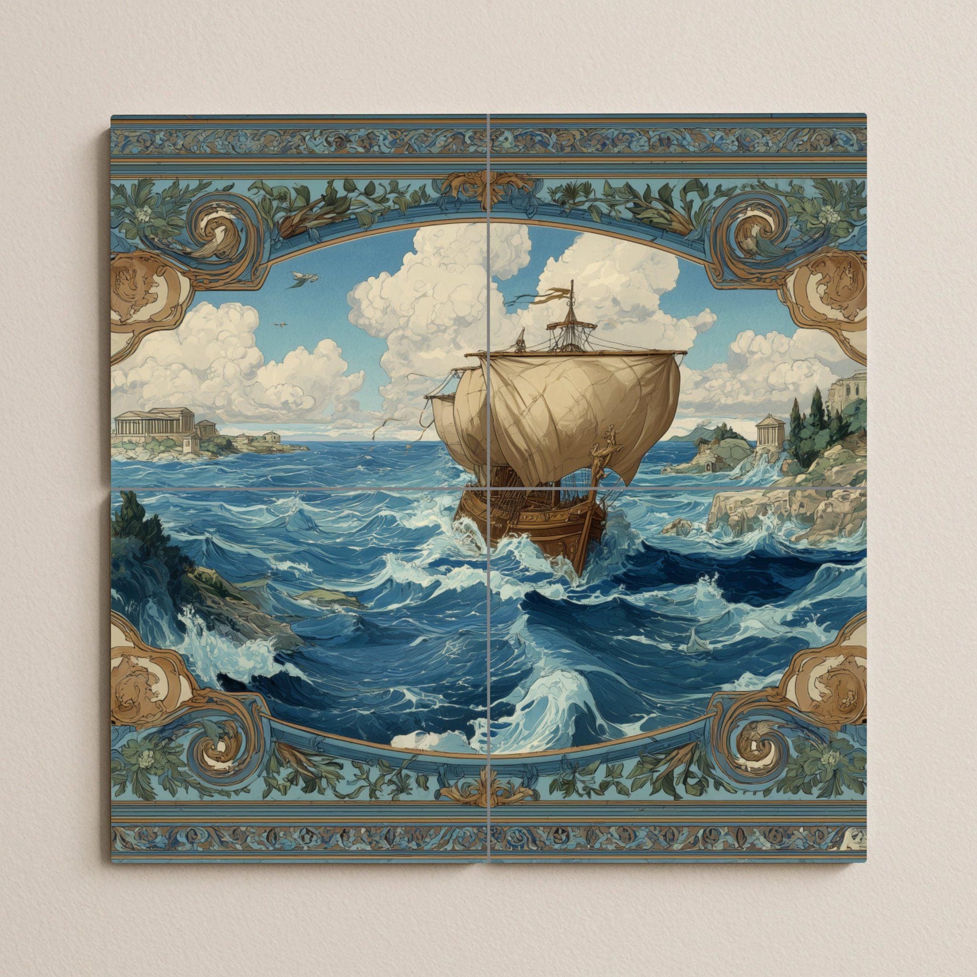 Fresque en Carrelage Odisea — Scène Mythologique