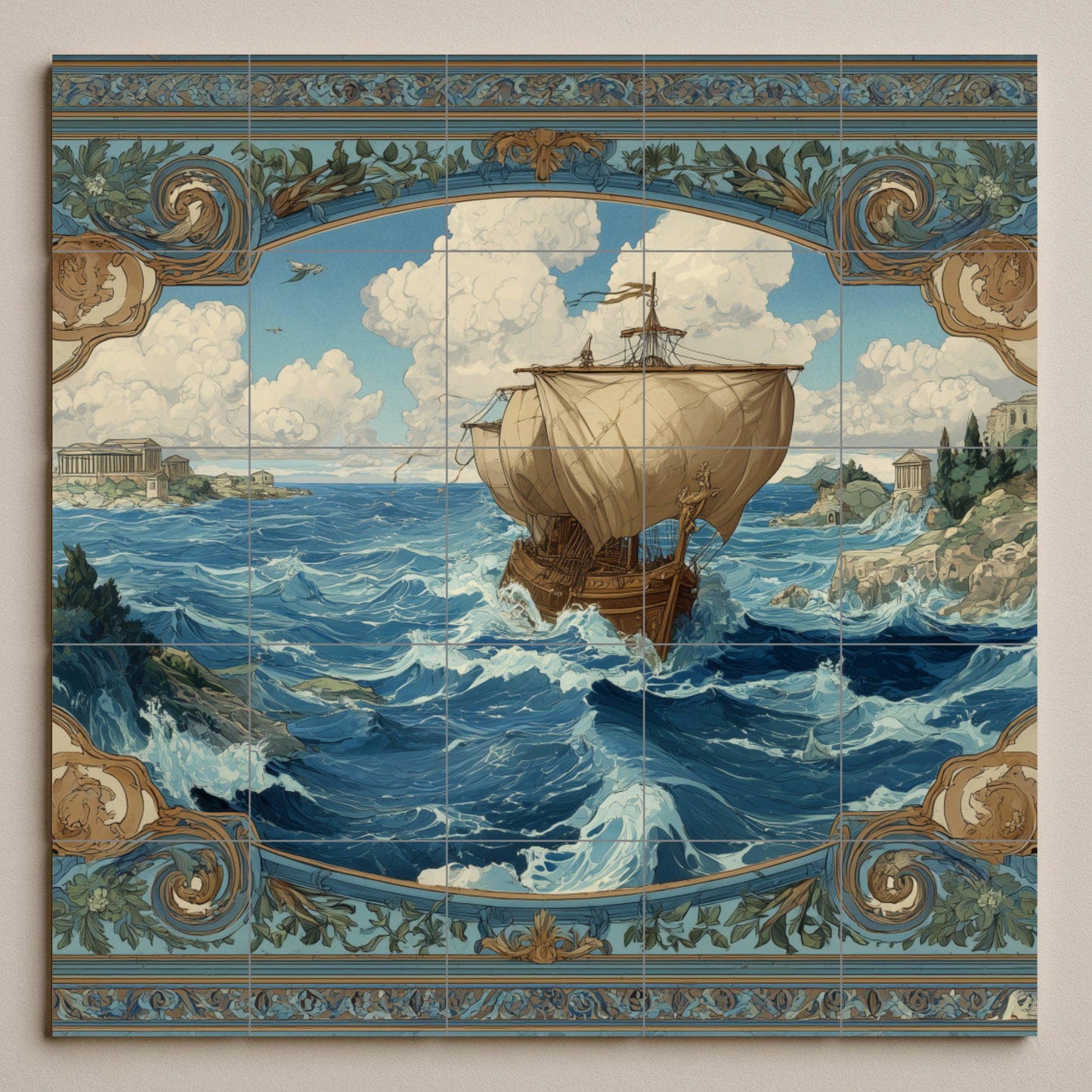 Fresque en Carrelage Odisea — Scène Mythologique