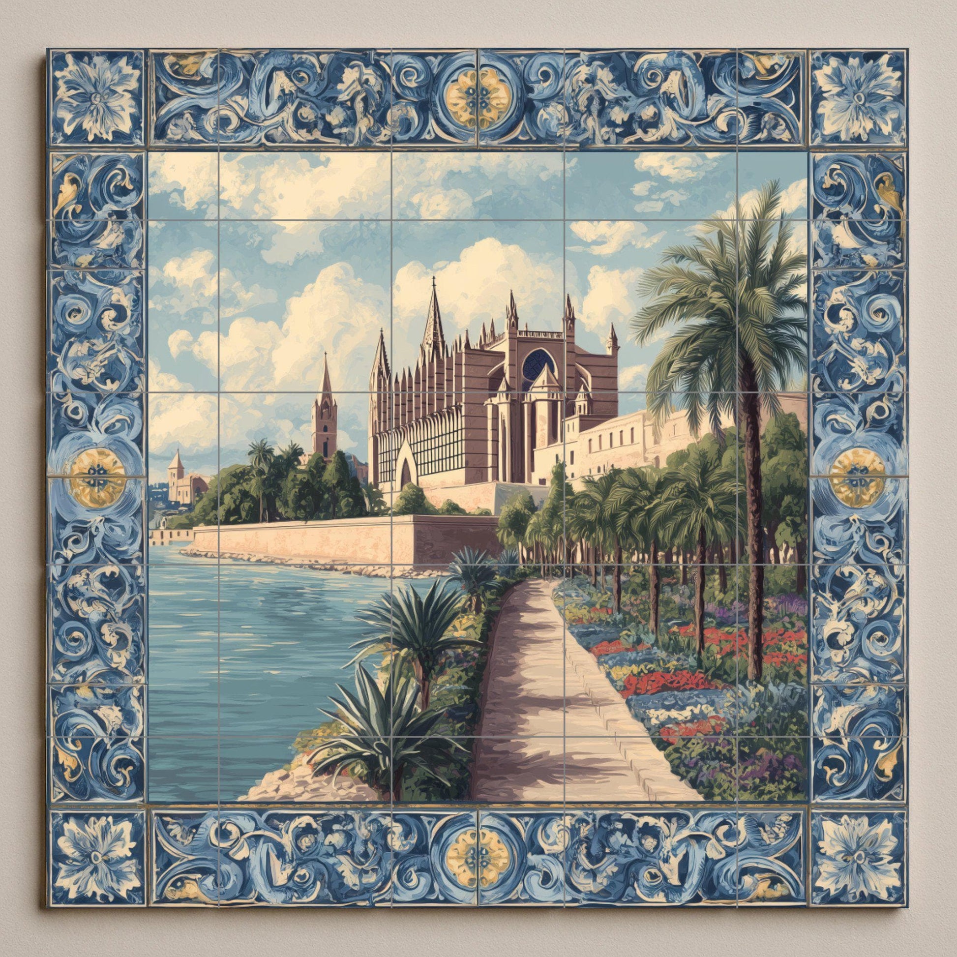 Cathédrale de Palma — Fresque Murale en Carreaux de Céramique · Art Marin et Côtier