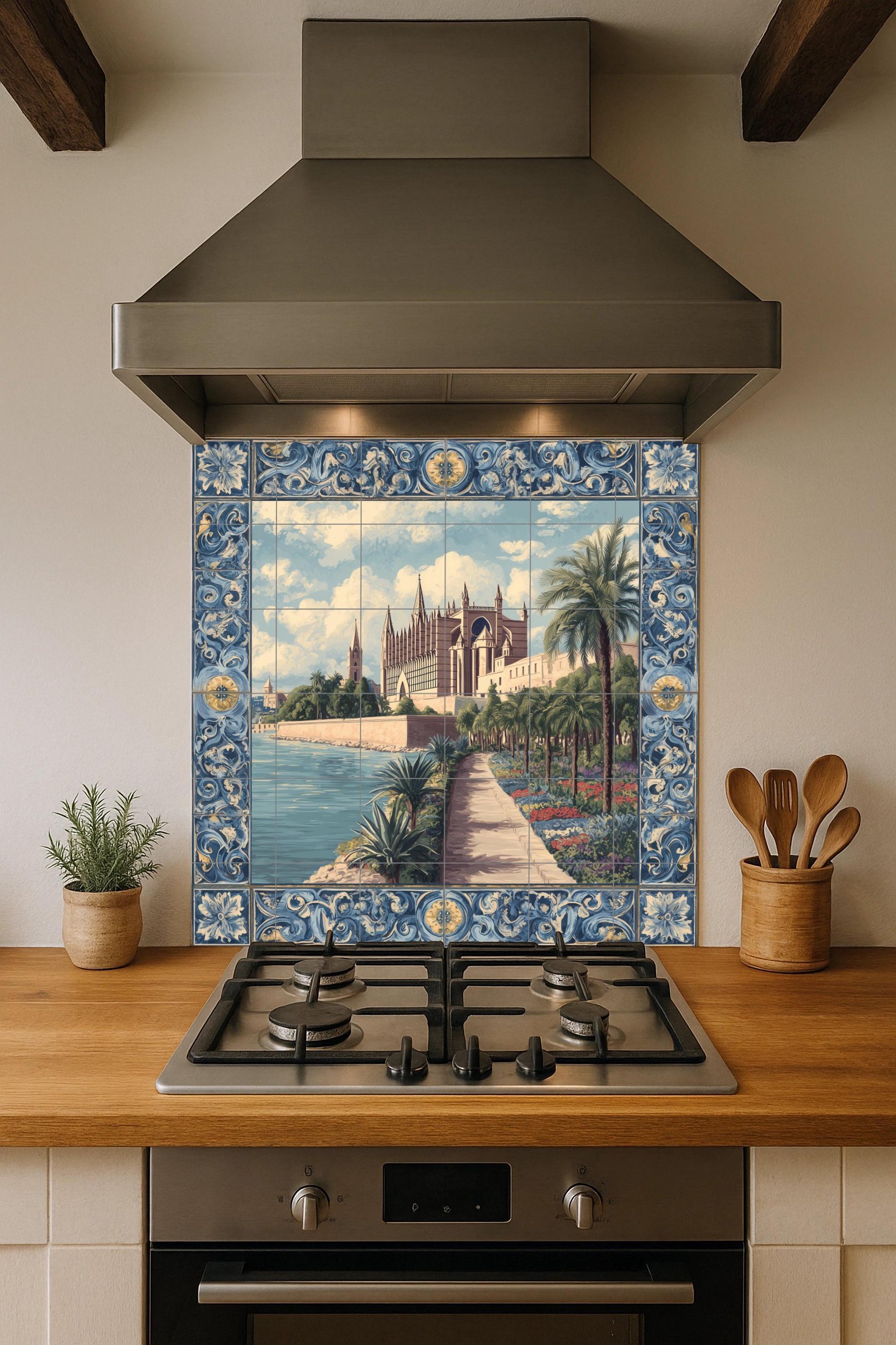Cathédrale de Palma — Fresque Murale en Carreaux de Céramique · Art Marin et Côtier