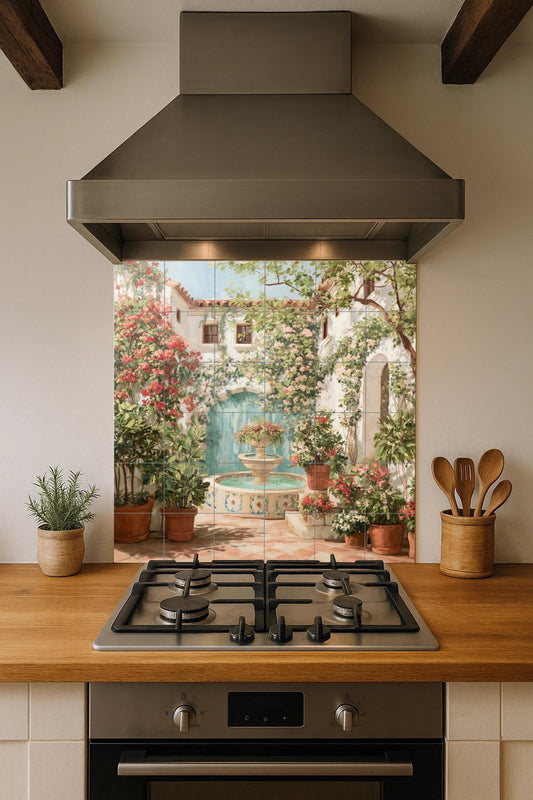Ceramic Tile Mural: Courtyard Spanish — Garden & Scenery Décor