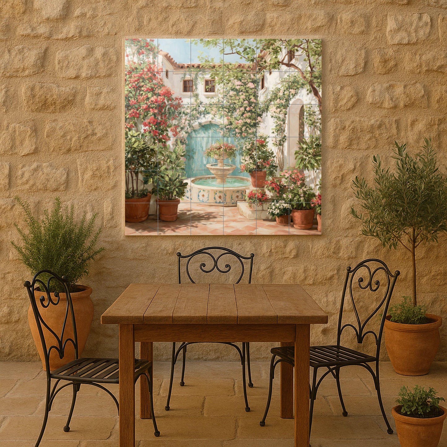 Mural de azulejos de patio español